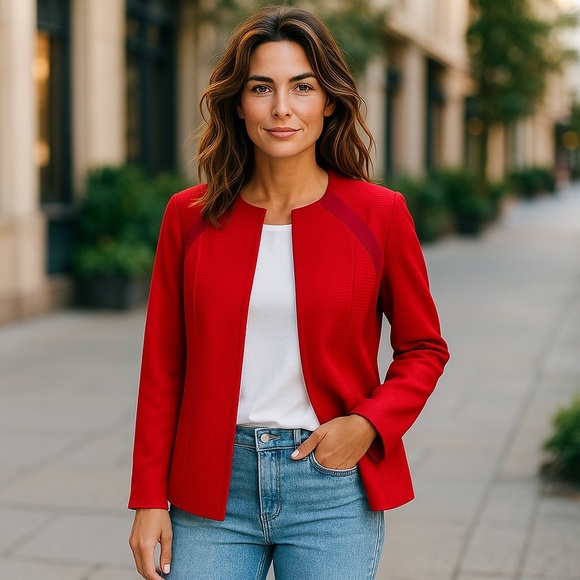 Le Suit Women's Red Jacket Blazer With Hook and Eye Closure Sz 16 NWT - Picture 15 of 15
